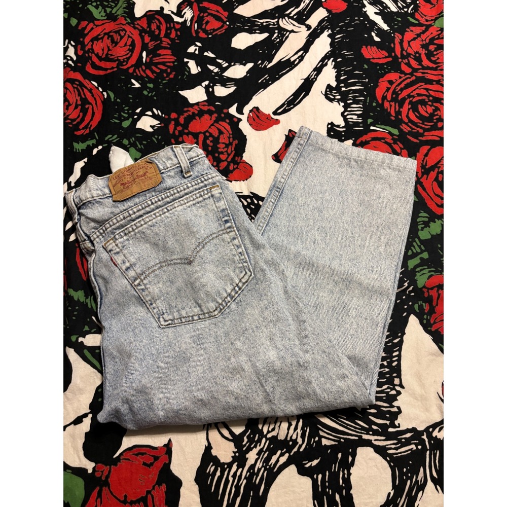 Vintage Levis Light Acid Wash Wide Leg High Rise Denim Jeans Blue Mens Womens